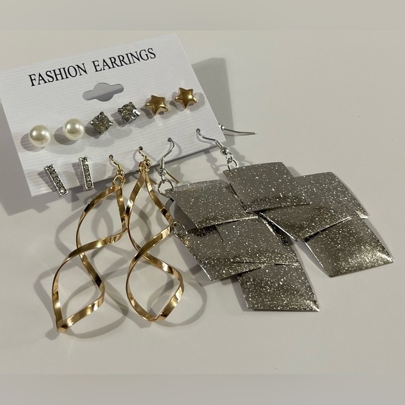 NWT Fashion 6 Piece Earrings Set - Gold and Silver - Picture 1 of 4